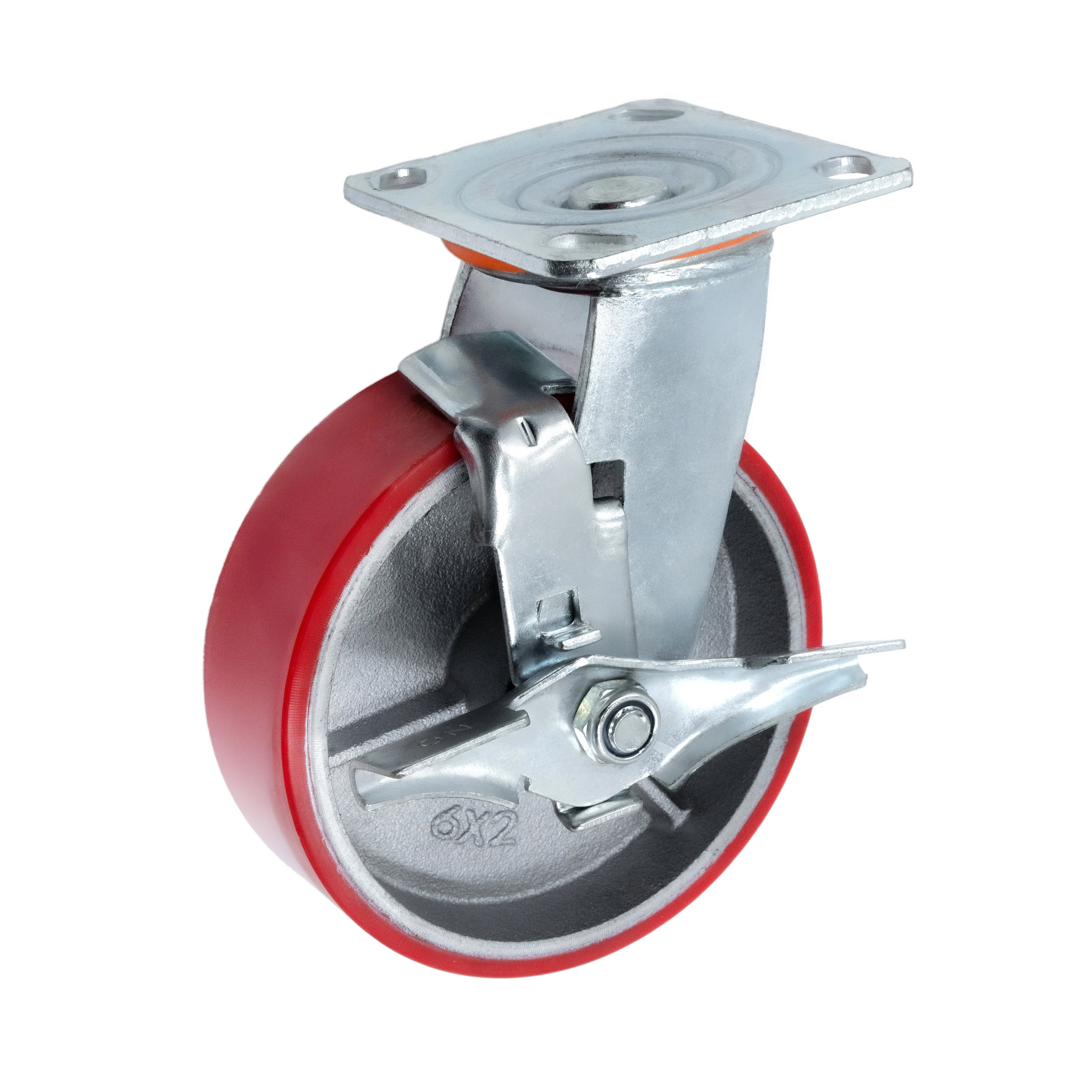 SCPB 63 - Большегрузное полиуретановое колесо 150 мм (поворот., площадка, тормоз, роликоподш.)